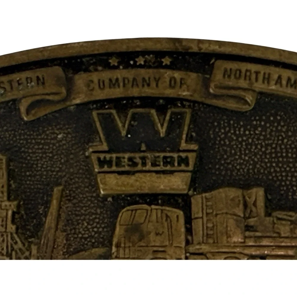 Vintage 1981 Western Company of‎ North America Brass Belt Buckle - 2nd Edition